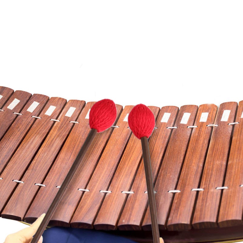 Mr.Power Marimba Mallets Wood Handle Yarn Head with Maple Handle, Bass Percussion instruments Sticks (Medium Hard Yarn Head, Red) - Image 2